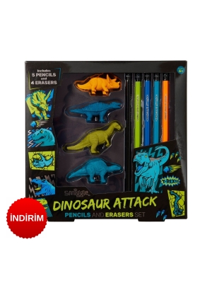Dinozor Desenli Erkek Çocuk Kalem ve Silgi Seti - 1