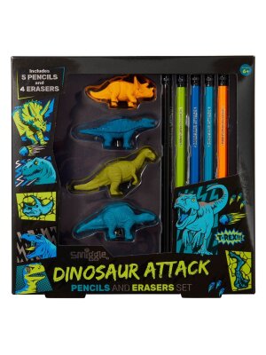 Dinozor Desenli Erkek Çocuk Kalem ve Silgi Seti - Smiggle